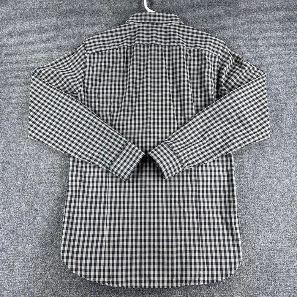 Banana Republic Button Down Mens M Medium Black Grey Gingham Slim Fit Soft Wash